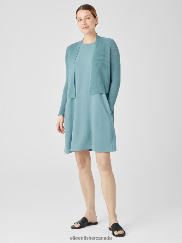 EILEEN FISHER Organic Linen Cotton Airy Tuck Cropped Cardigan Easy Fit Cropped Length Women AMALFI Clothing 024FN392