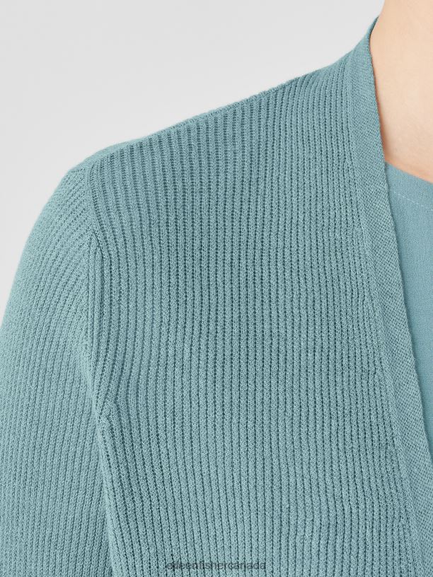 EILEEN FISHER Organic Linen Cotton Airy Tuck Cropped Cardigan Easy Fit Cropped Length Women AMALFI Clothing 024FN392