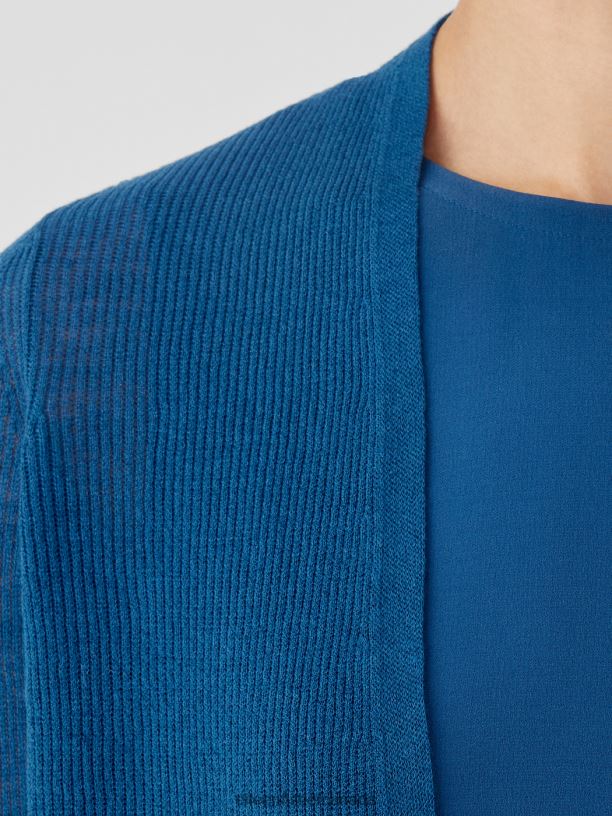 EILEEN FISHER Organic Linen Cotton Airy Tuck Cropped Cardigan Easy Fit Cropped Length Women BLACK Clothing 024FN389