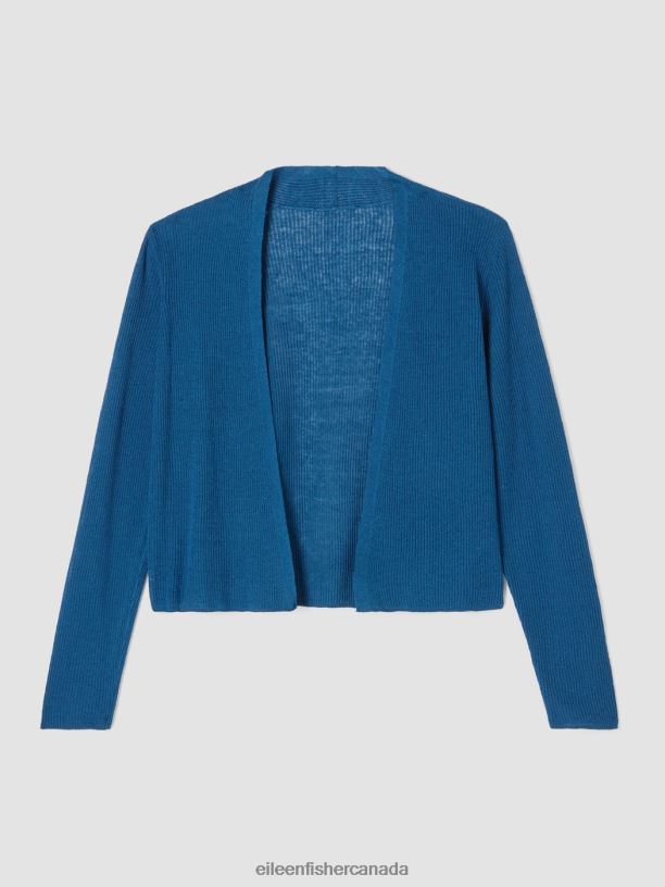 EILEEN FISHER Organic Linen Cotton Airy Tuck Cropped Cardigan Easy Fit Cropped Length Women BLACK Clothing 024FN389