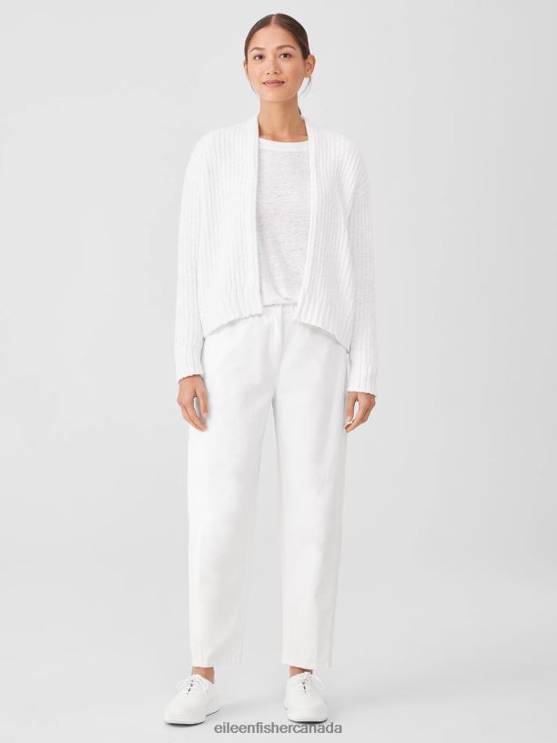 EILEEN FISHER Peruvian Organic Cotton Crimp Cardigan Boxy Fit Short Length Women GRAPHITE Clothing 024FN431