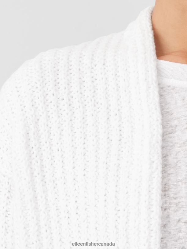 EILEEN FISHER Peruvian Organic Cotton Crimp Cardigan Boxy Fit Short Length Women GRAPHITE Clothing 024FN431