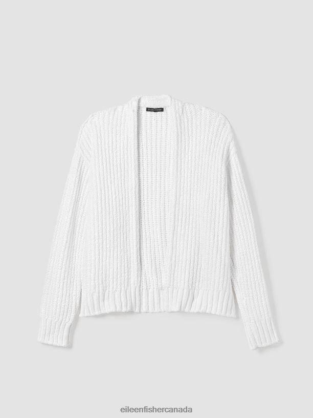 EILEEN FISHER Peruvian Organic Cotton Crimp Cardigan Boxy Fit Short Length Women GRAPHITE Clothing 024FN431