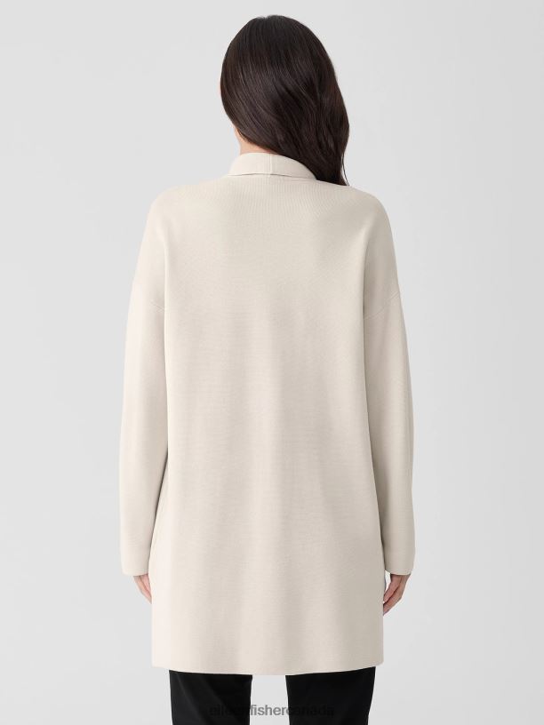 EILEEN FISHER Silk and Cotton Interlock Long Cardigan Boxy Fit Women BLACK Clothing 024FN397