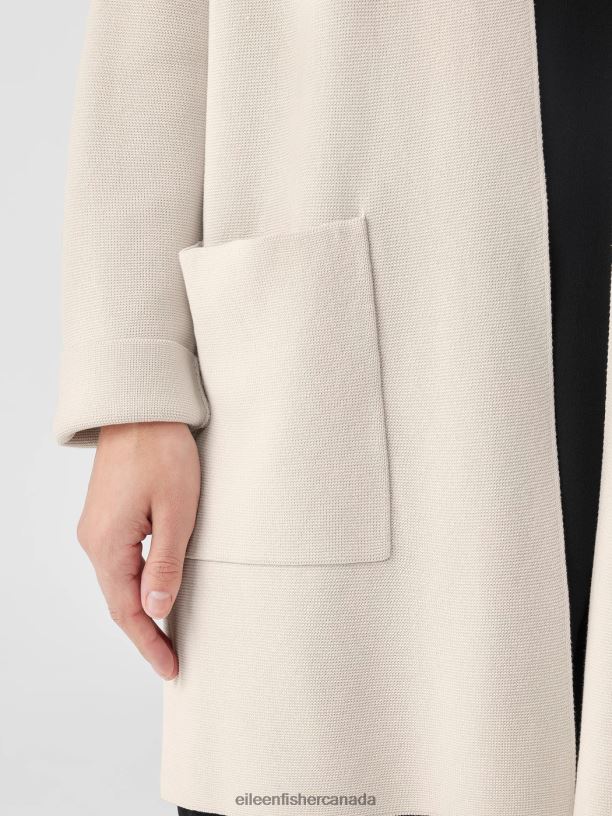 EILEEN FISHER Silk and Cotton Interlock Long Cardigan Boxy Fit Women BLACK Clothing 024FN397