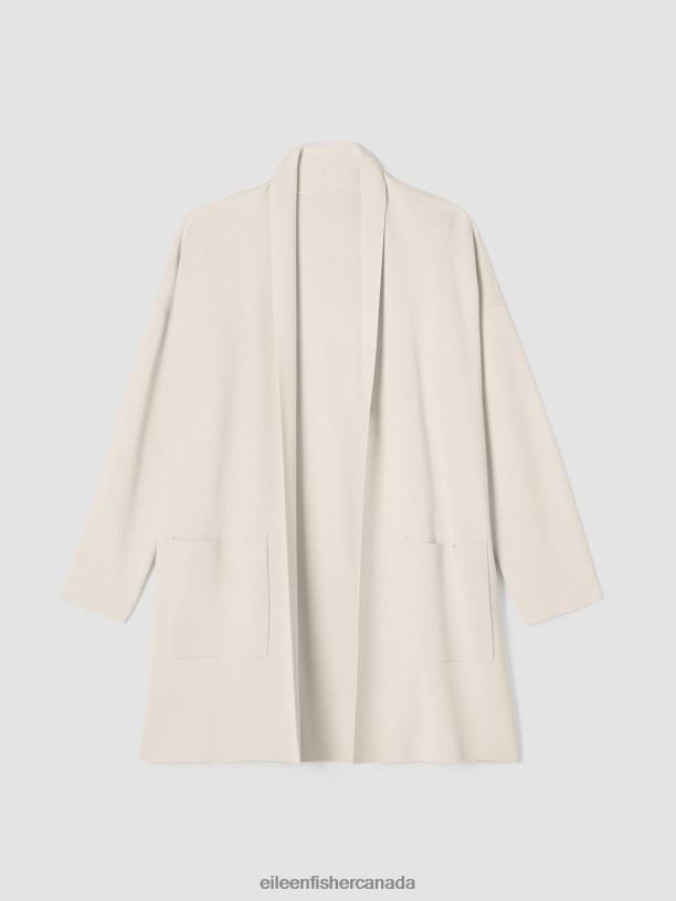 EILEEN FISHER Silk and Cotton Interlock Long Cardigan Boxy Fit Women BLACK Clothing 024FN397