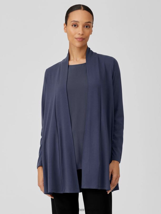 EILEEN FISHER Stretch Jersey Knit Long Cardigan Easy Fit Thigh Length Women OCEAN Clothing 024FN522