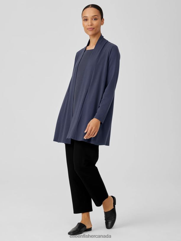 EILEEN FISHER Stretch Jersey Knit Long Cardigan Easy Fit Thigh Length Women OCEAN Clothing 024FN522