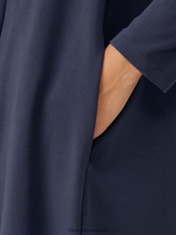 EILEEN FISHER Stretch Jersey Knit Long Cardigan Easy Fit Thigh Length Women OCEAN Clothing 024FN522