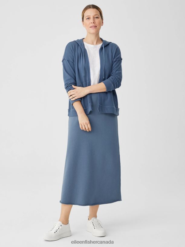 EILEEN FISHER Lightweight Organic Cotton Terry Hooded Top Boxy Fit Basic Length Women BLACK Clothing 024FN515