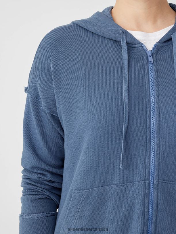 EILEEN FISHER Lightweight Organic Cotton Terry Hooded Top Boxy Fit Basic Length Women BLACK Clothing 024FN515