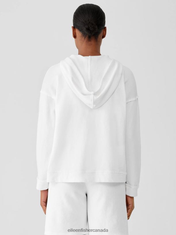 EILEEN FISHER Lightweight Organic Cotton Terry Hooded Top Boxy Fit Basic Length Women BLACK Clothing 024FN535