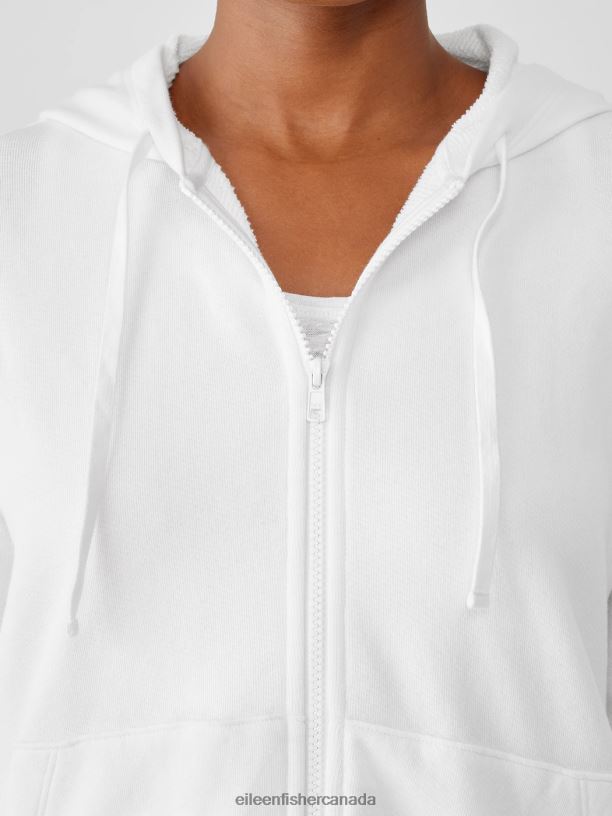 EILEEN FISHER Lightweight Organic Cotton Terry Hooded Top Boxy Fit Basic Length Women BLACK Clothing 024FN535