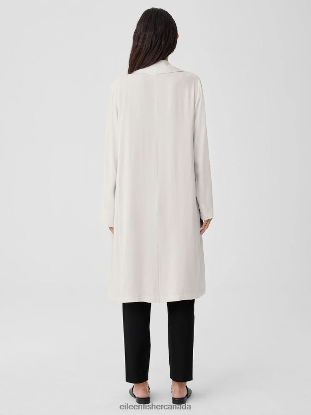 EILEEN FISHER Silk Georgette Crepe Trench Coat Easy Fit Calf Length Women BLACK Clothing 024FN493