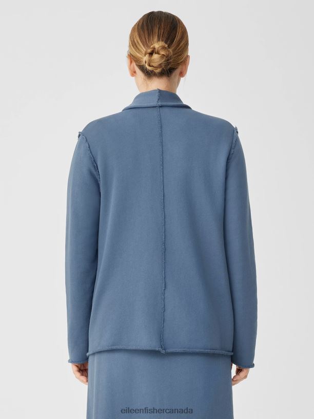 EILEEN FISHER Organic Cotton French Terry Shawl Collar Jacket Easy Fit Basic Length Women DUSK Clothing 024FN520