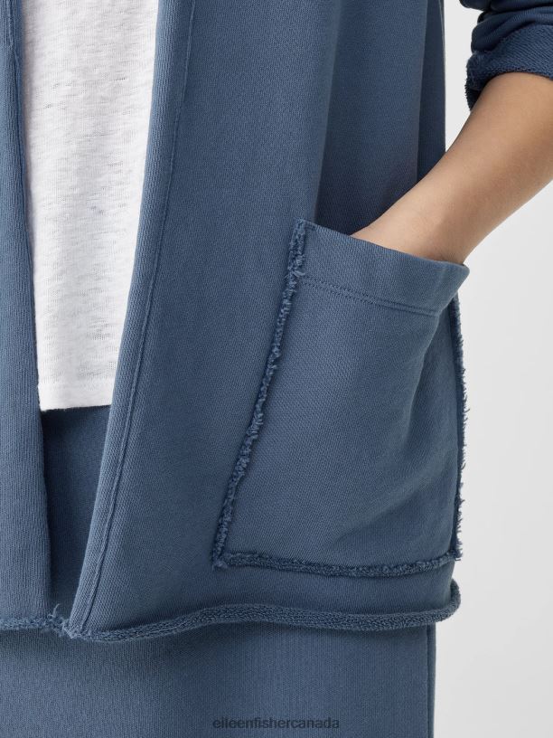 EILEEN FISHER Organic Cotton French Terry Shawl Collar Jacket Easy Fit Basic Length Women DUSK Clothing 024FN520