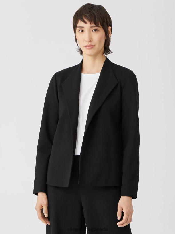 EILEEN FISHER Washable Flex Ponte High Collar Jacket Easy Fit Basic Length Women BLACK Clothing 024FN540