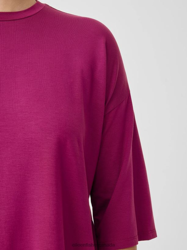 EILEEN FISHER Fine Jersey Column-Sleeve Top Boxy Fit Basic Length Women BLACK Clothing 024FN203