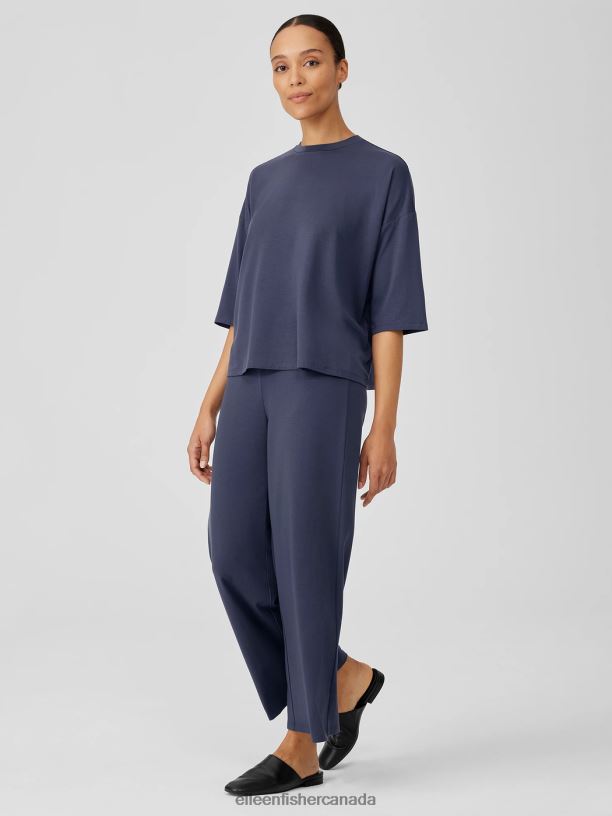 EILEEN FISHER Fine Jersey Column-Sleeve Top Boxy Fit Basic Length Women OCEAN Clothing 024FN205