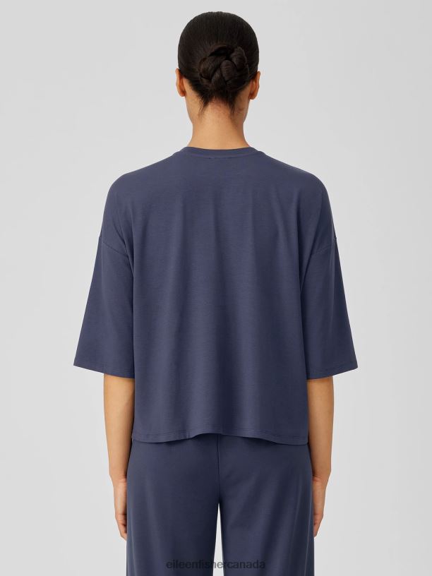 EILEEN FISHER Fine Jersey Column-Sleeve Top Boxy Fit Basic Length Women OCEAN Clothing 024FN205