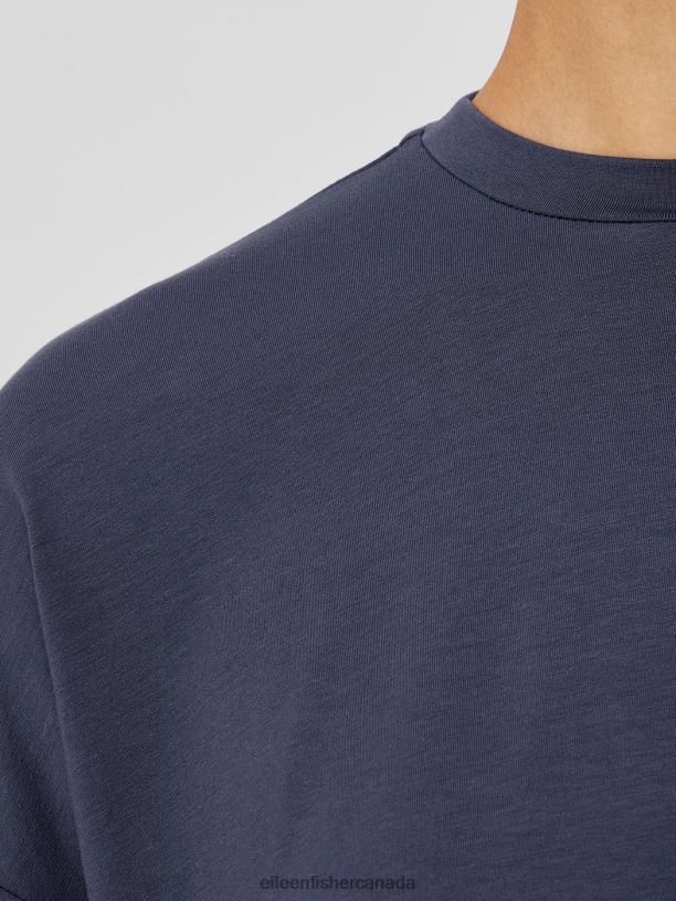 EILEEN FISHER Fine Jersey Column-Sleeve Top Boxy Fit Basic Length Women OCEAN Clothing 024FN205