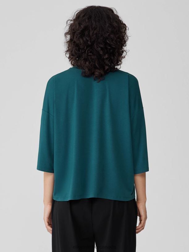 EILEEN FISHER Fine Jersey Column-Sleeve Top Boxy Fit Basic Length Women PACIFICA Clothing 024FN206