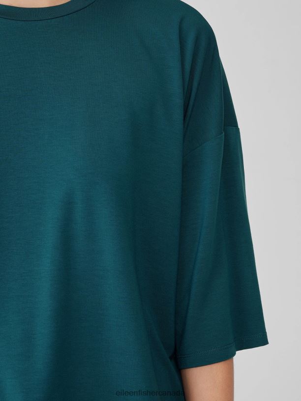 EILEEN FISHER Fine Jersey Column-Sleeve Top Boxy Fit Basic Length Women PACIFICA Clothing 024FN206