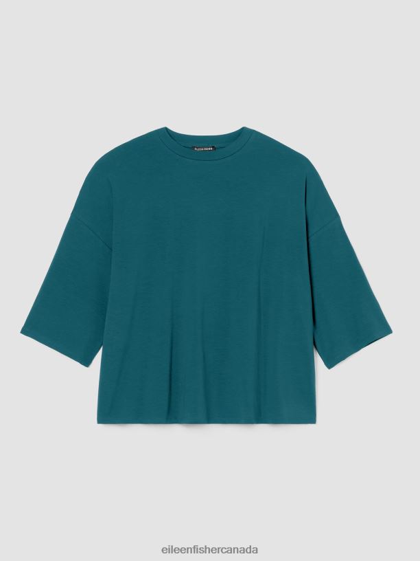 EILEEN FISHER Fine Jersey Column-Sleeve Top Boxy Fit Basic Length Women PACIFICA Clothing 024FN206