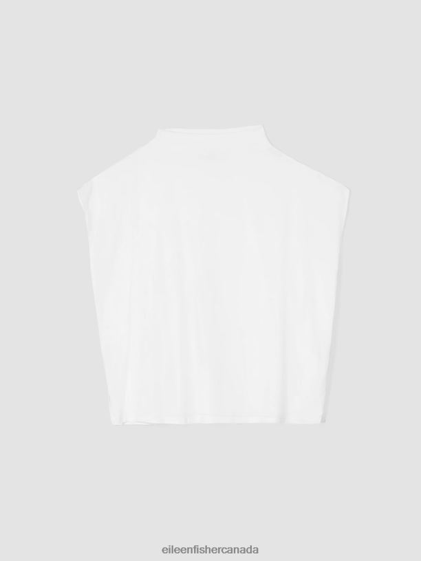 EILEEN FISHER Fine Jersey Funnel Neck Top Boxy Fit Basic Length Women BLACK Clothing 024FN196