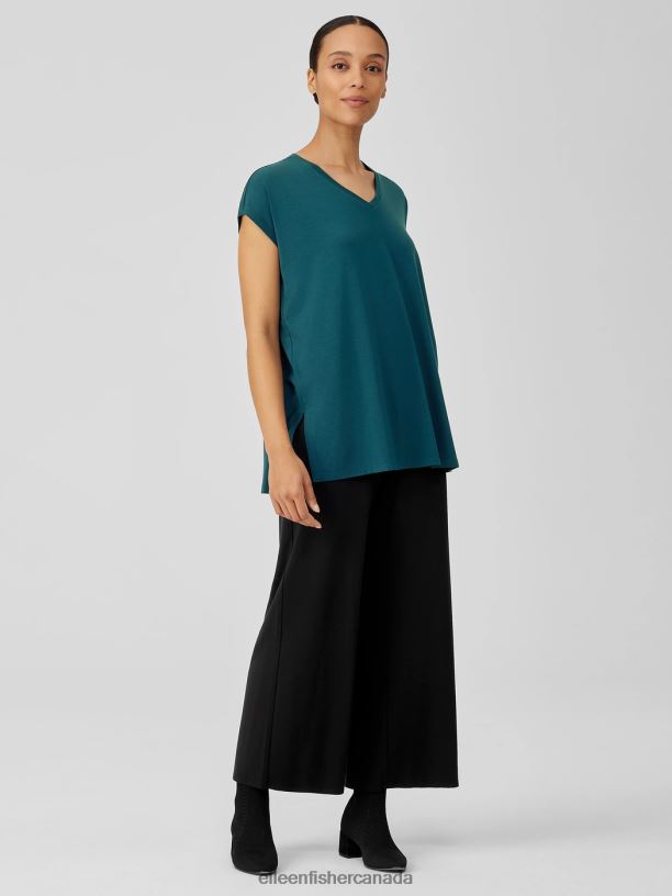 EILEEN FISHER Fine Jersey Square Top Boxy Fit Long Length Women PACIFICA Clothing 024FN212