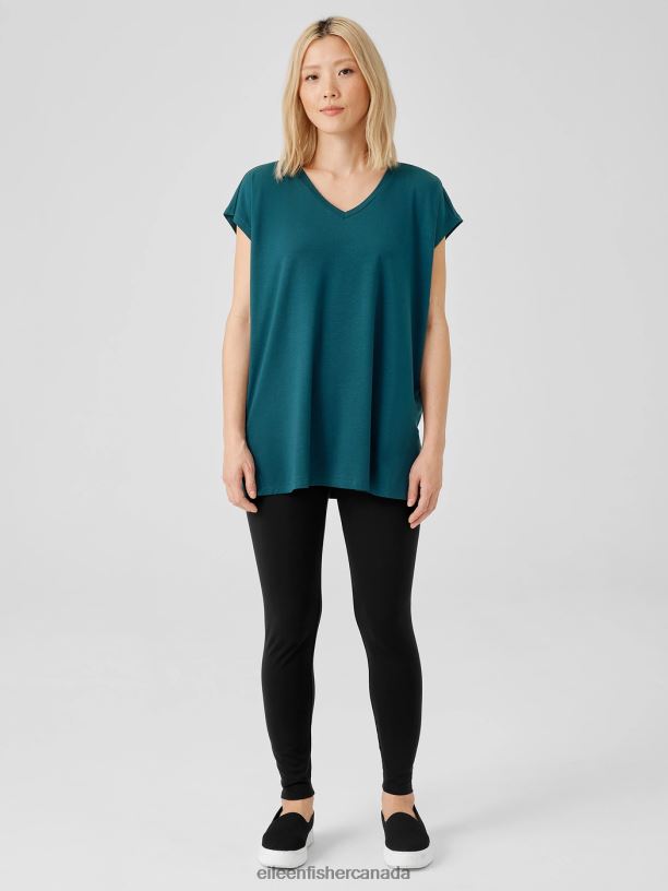 EILEEN FISHER Fine Jersey Square Top Boxy Fit Long Length Women PACIFICA Clothing 024FN212