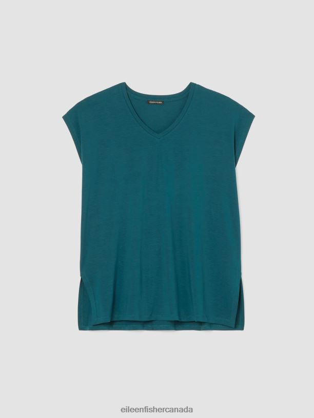 EILEEN FISHER Fine Jersey Square Top Boxy Fit Long Length Women PACIFICA Clothing 024FN212