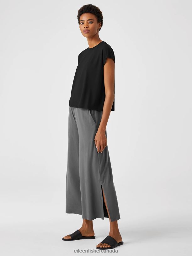 EILEEN FISHER Fine Jersey Square Top Boxy Fit Short Length Women BLACK Clothing 024FN366