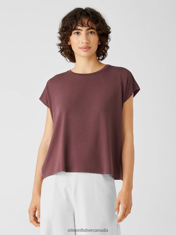EILEEN FISHER Fine Jersey Square Top Boxy Fit Short Length Women FIG Clothing 024FN284