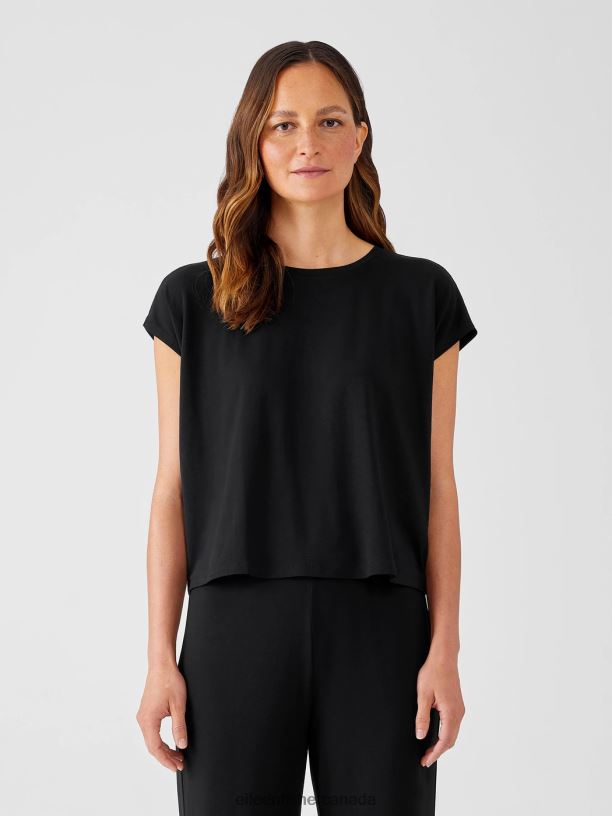 EILEEN FISHER Fine Jersey Square Top Boxy Fit Short Length Women PERIWINKLE Clothing 024FN280