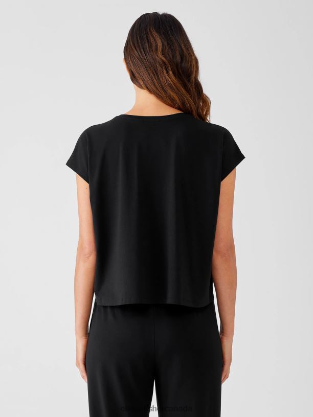 EILEEN FISHER Fine Jersey Square Top Boxy Fit Short Length Women PERIWINKLE Clothing 024FN280