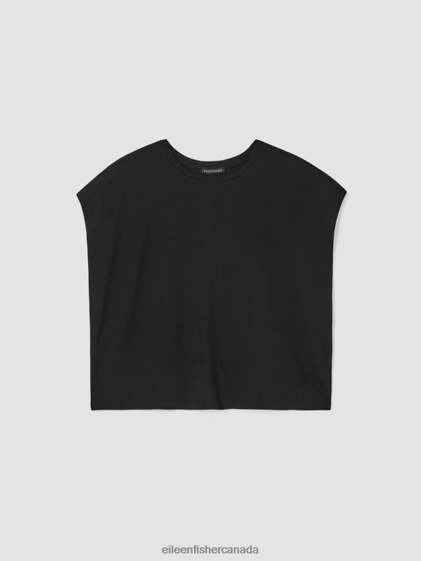 EILEEN FISHER Fine Jersey Square Top Boxy Fit Short Length Women PERIWINKLE Clothing 024FN280