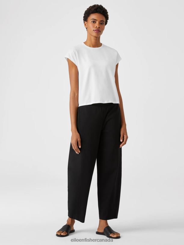 EILEEN FISHER Fine Jersey Square Top Boxy Fit Short Length Women WHITE Clothing 024FN367