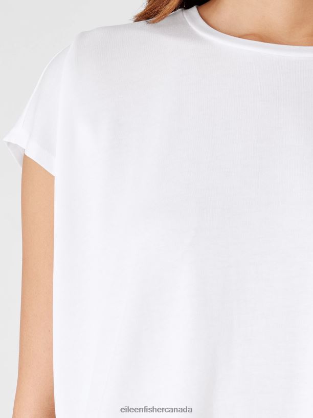 EILEEN FISHER Fine Jersey Square Top Boxy Fit Short Length Women WHITE Clothing 024FN370