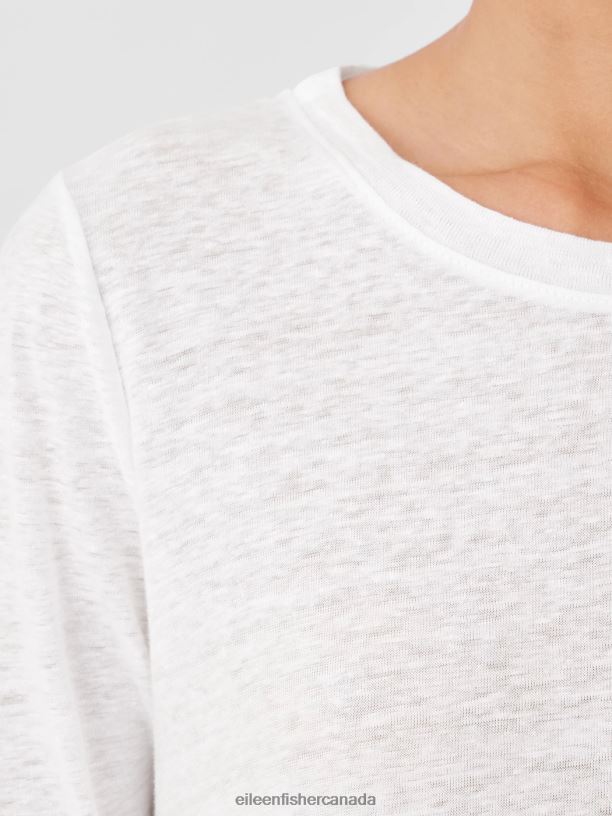 EILEEN FISHER Organic Linen Jersey Crew Neck Top Easy Fit Basic Length Women BLACK Clothing 024FN111