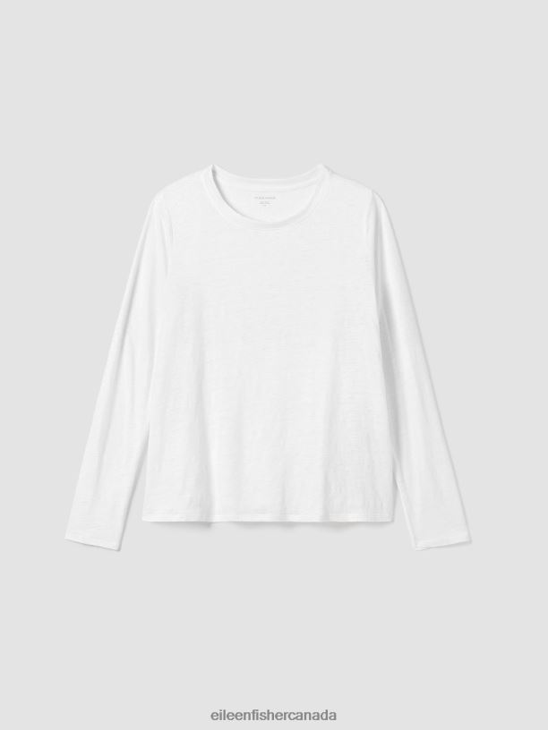 EILEEN FISHER Organic Linen Jersey Crew Neck Top Easy Fit Basic Length Women BLACK Clothing 024FN111