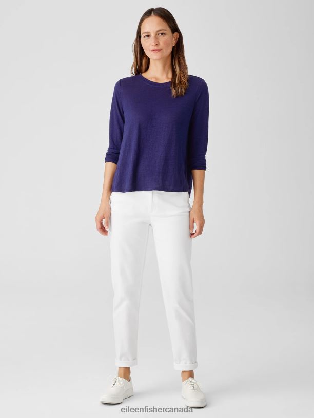 EILEEN FISHER Organic Linen Jersey Crew Neck Top Easy Fit Basic Length Women VENUS Clothing 024FN113