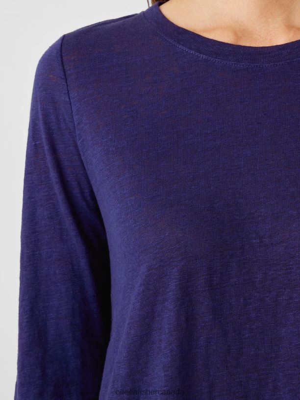 EILEEN FISHER Organic Linen Jersey Crew Neck Top Easy Fit Basic Length Women VENUS Clothing 024FN113