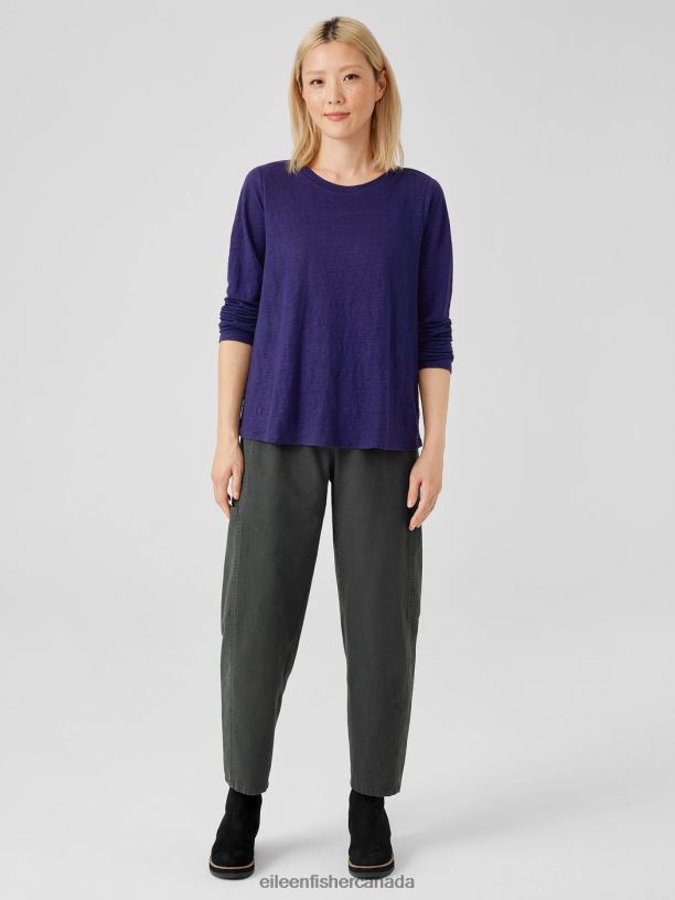 EILEEN FISHER Organic Linen Jersey Crew Neck Top Easy Fit Basic Length Women VENUS Clothing 024FN113