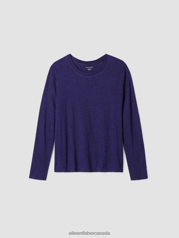 EILEEN FISHER Organic Linen Jersey Crew Neck Top Easy Fit Basic Length Women VENUS Clothing 024FN113