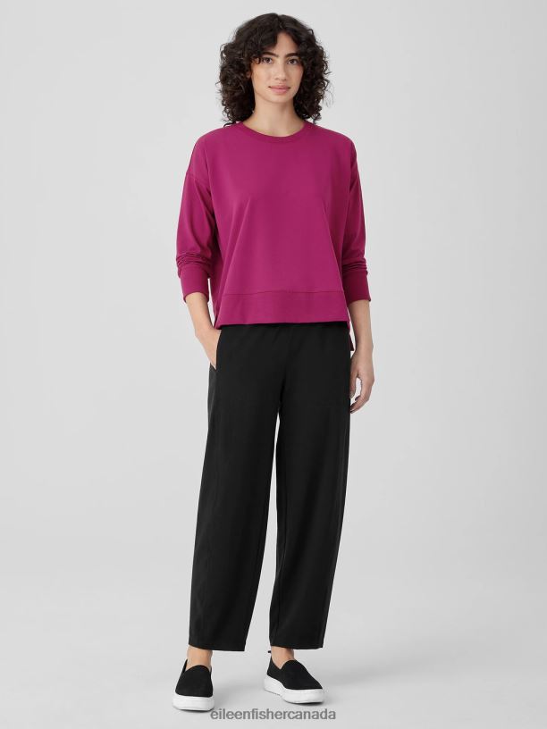 EILEEN FISHER Pima Cotton Stretch Jersey Box-Top Boxy Fit Basic Length Women BLACK Clothing 024FN237