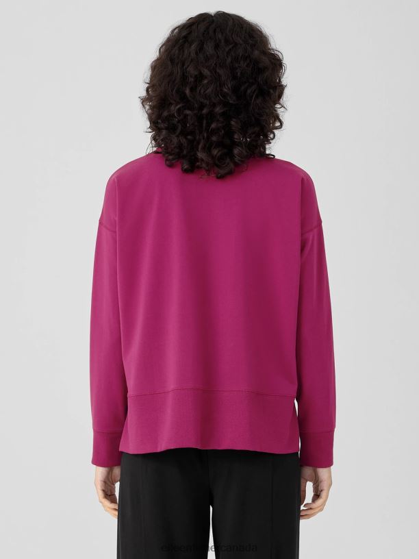 EILEEN FISHER Pima Cotton Stretch Jersey Box-Top Boxy Fit Basic Length Women BLACK Clothing 024FN237