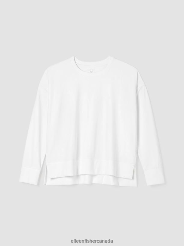 EILEEN FISHER Pima Cotton Stretch Jersey Box-Top Boxy Fit Basic Length Women WHITE Clothing 024FN239