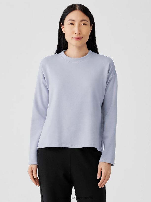 EILEEN FISHER Cozy Brushed Terry Hug Box-Top Boxy Fit Short Length Women BLACK Clothing 024FN251