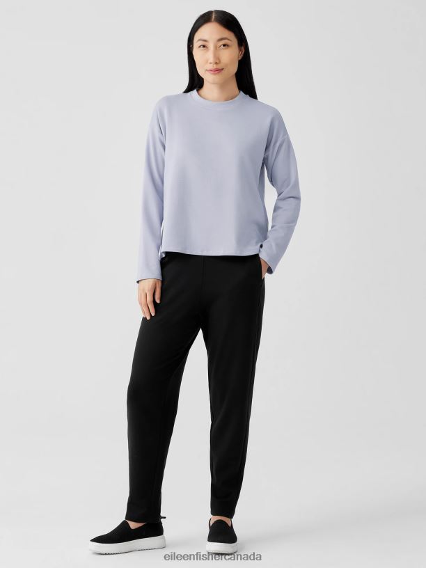 EILEEN FISHER Cozy Brushed Terry Hug Box-Top Boxy Fit Short Length Women BLACK Clothing 024FN251